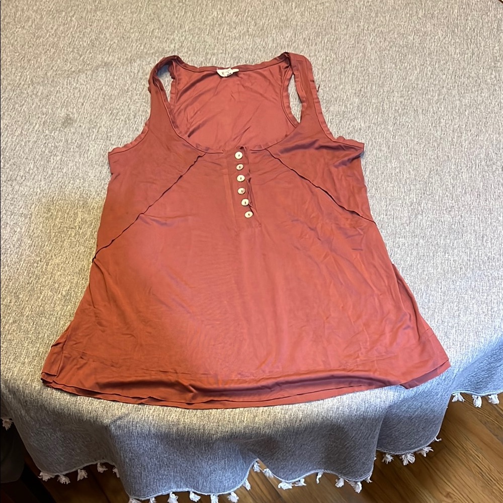 POL Fitted Buttoned Tank Top Orange Pink